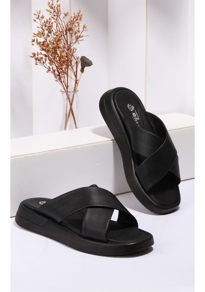 Paris Siyah Hakiki Deri Terlik-siyah Siyah