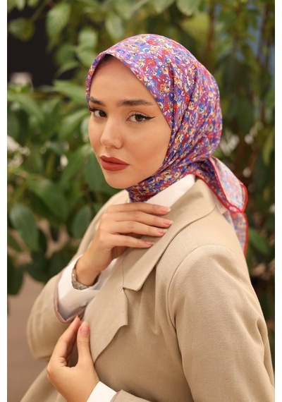 Silk Home Karanfil Desen Soft Pamuk Eşarp Eflatun