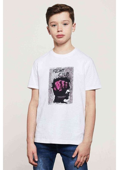 Tshirthane Fight Club Baskılı Unisex Çocuk Beyaz T-Shirt