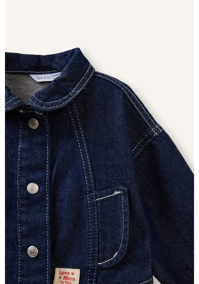 Defacto Polo Yaka Ceket Kız Bebek H2666a526smnm34 Mavi-nm34