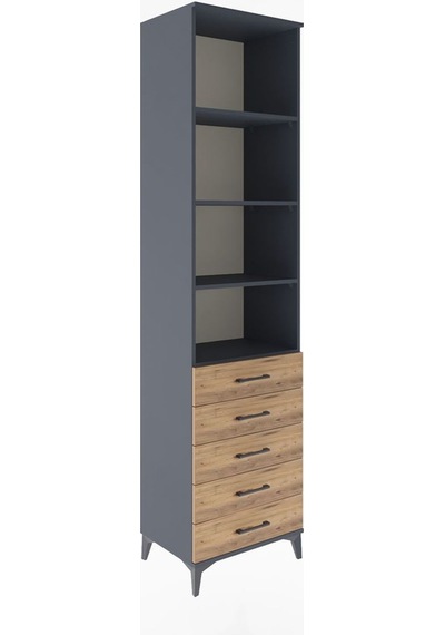 Hyperion Dolap 4 Raflı 5 Çekmeceli 60x44x243 Antrasit-çam Antrasit
