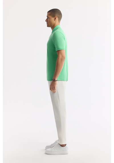 Avva Erkek Neon Yeşil Kıvrılmaz Polo Yaka %100 Pamuk Basic Regular Fit T-shirt B001032