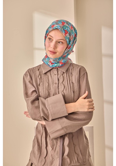 Silk Home Soft Eşarp 73092-32 Kırmızı, Gök Mavi, Yeşil, Füme