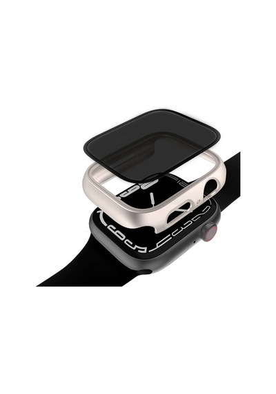 Watch 7 41mm Sert Pc Kasa Ve Privacy Hayalet Ekran Koruyucu Mkst Watch Gard 32 - Siyah