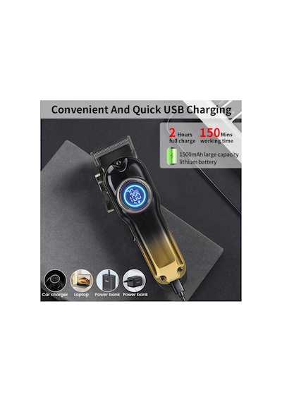 Hk610 Profesyonel Saç Kesme Makinesi Saç Sakal Tıraş Makinesi Dijital Ekran Usb Şarjlı Kuaför Tipi