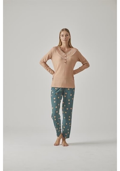 Relax Mode Kadın V Yaka Pijama Takım - 10775 Renkli