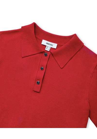 İpekyol Polo Yaka Triko Kırmızı Kadın Kazak Iw6260050177
