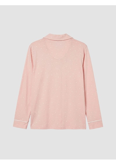 Lcw Dream Pembe Gömlek Yaka Kalp Baskılı Kadın Pijama Takımı