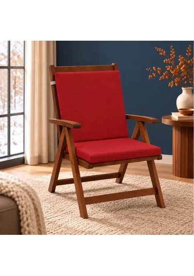 Tek Parça Sırtlıklı Sandalye Minderi 80 40 4 Cm Kırmızı 80 40 4 Cm