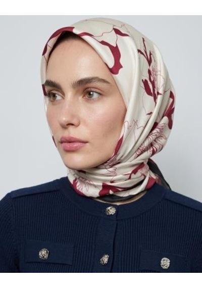 Bushu Noir Twill Eşarp Krem - Bordo