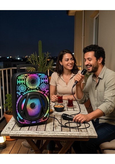 Taşınabilir Bluetooth Hoparlör Rgb Işıklı Karaoke Sistemi Uczzzlf3880hoparlör-3