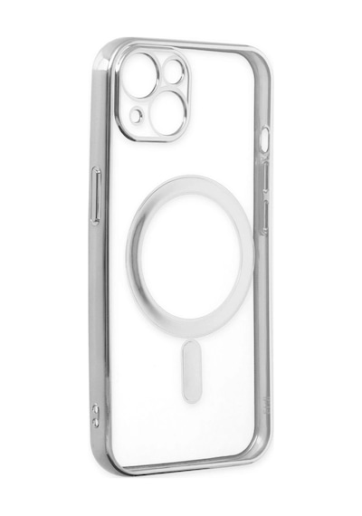 Cosmotex Newface Apple, Uyumlu iPhone 14 Plus Kılıf Magneticsafe Lazer Silikon - Gümüş