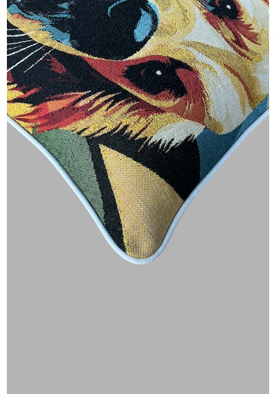 Kırlent Kılıfı Goblen Dokuma Kumaş - 45x45cm Çift Taraflı Biyeli Dekoratif Kırlent Kılıfı - Vs-444 Çok Renkli