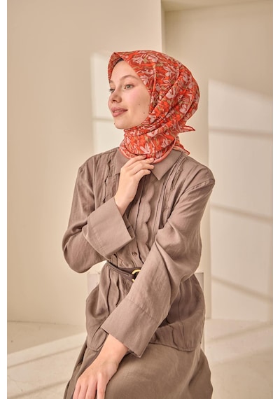 Silk Home Soft Eşarp 73091-30 Kiremit, Turuncu, Haki, Vizon