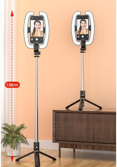 Blv32 1.38m Rgb Ring Light Led Işıklı Selfie Çubuğu Ve Tripod - Bluetooth Uzaktan Kumandalı Blv32