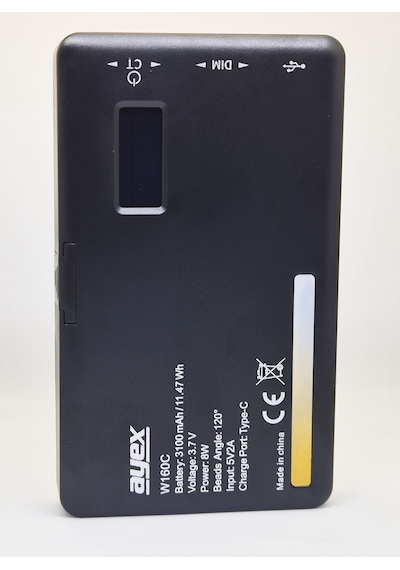 Ayex W160c Bicolor Led Video Işığı 2500k-6500k Renk Sıcaklığı, 160 Led, Lcd Ekran, 3100mah Batarya