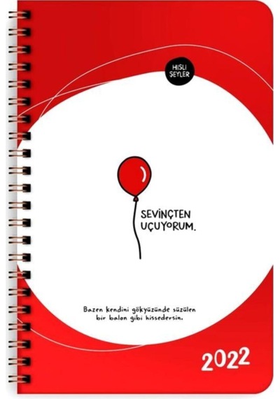 Hisli Şeyler 2022 13x19.5 Haftalık Ajanda-sevinçten Uçuyorum Kırmızı