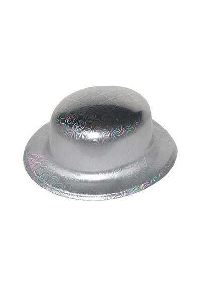 Gümüş Renk Hologramlı Plastik Yuvarlak Melon 27x24 Cm