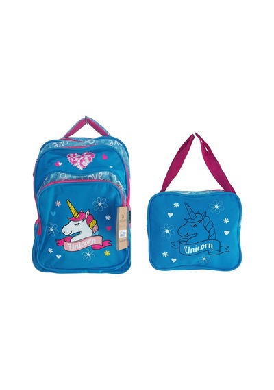 Unicorn Okul Çantası Ve Beslenme Çantası Mavi