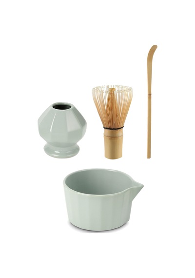 4lü Matcha Set Kase Kaşık Whisk Tutucu Bambu Whisk Çırpıcı Ve Bambu Kaşık Mt248 Yeşil