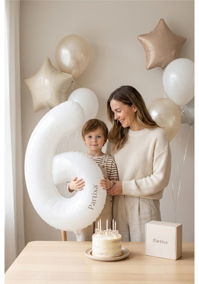 Beyaz 32 İnç Rakam 6 Folyo Balon 6 Yaş Doğum Günü Konsepti Sayı Balonu Helyum Uyumlu Parti Dekorasyon Süsleme Çok Renkli