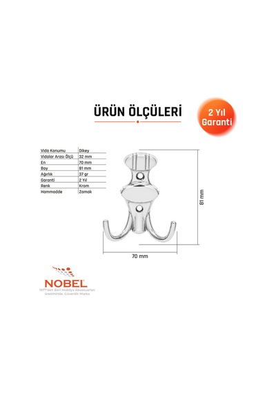 Çi Zgi Li Askı, Metal Vestiyer Askısı, Krom, Duvar Ve Dolap Askılığı 5'li Set Vidalı