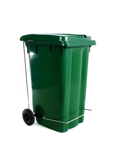 Omnipazar Sy-6512 Pedallı Tekerlekli Kapaklı Çöp Konteyneri 240 Lt Yeşil Yeşil