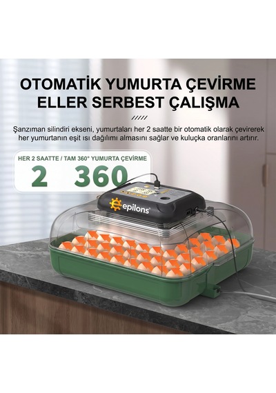 My110 Yumurta Kapasiteli Tam Otomatik Kuluçka Makinesi Su Pompası Ve Yedek Çevirme Motoru Hediyeli
