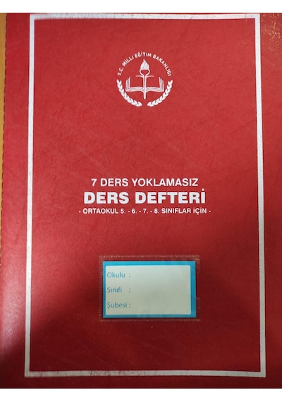 7 Derslik Yoklamasız Ders Defteri Orta Okul 5-6-7-8 Sınıflar