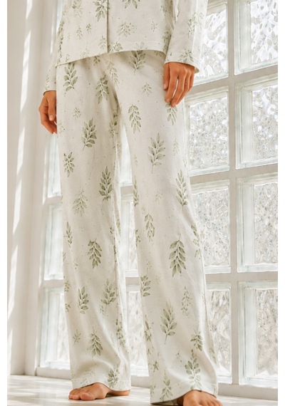 Kadın Regular Bürümcük Çağla Yeşili Pijama Takımı