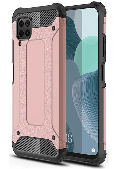 Noktaks - P40 Lite Uyumlu - Kılıf Çift Katman Zırh Tank Crash Military Kapak - Rose Gold Rose Gold