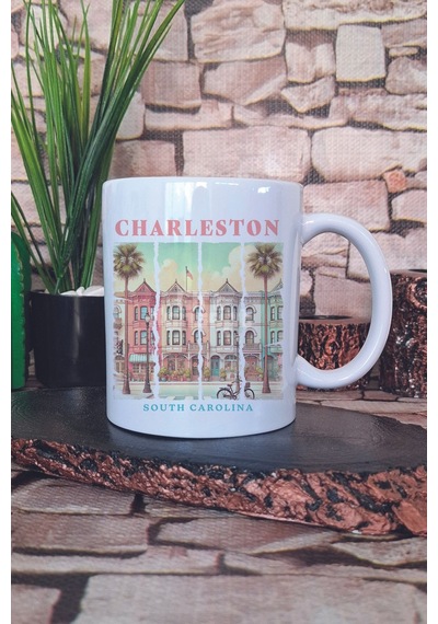 Charleston Summer Trip Baskılı Yaz Tatili Şehir Turu Hediyelik Baskılı Çay Kahve Sunum Kupa Bardak Beyaz