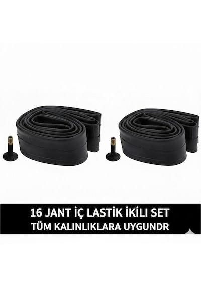 16 Jant İç Lastik 2'li Set - 16x1.75 / 2.125 Uyumlu - Oto Kalın Sibop 2 Adet Bisiklet İç Lastiği
