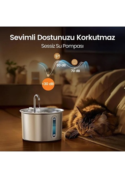 5 Adet Evcil Hayvan Su Pınarı Paslanmaz Çelik 2.2 Litre