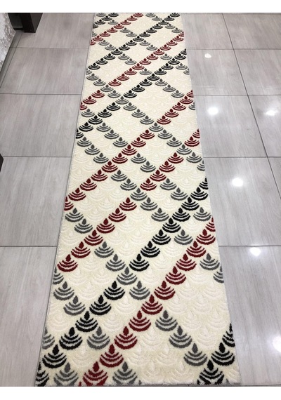 Saray Halı Samyeli 10942 Wk 80X300 Krem Kırmızı Gri Yolluk !