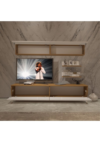 Decoraktiv Eko 5 Mdf Std Gold Tv Ünitesi Tv Sehpası Pera - Beyaz