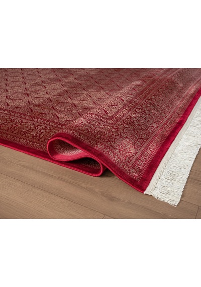 Imperial Luxe Il007j Kırmızı Çerçeveli Halı Klasik Desen 100 Tarak Bambu Viskon İpek Serisi-714 Kırmızı