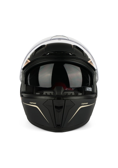 Caspiano Homer Full-face Led Işıklı Glossy Black / Gold Motosiklet Kaskı Ece-r 22.06 Sertifikalı Sarı