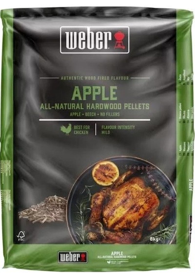 Weber Apple All Natural Hardwood Pellets %100 Elma Ağacı Pellet, 8 Kg Torba Model: 3401055 -235