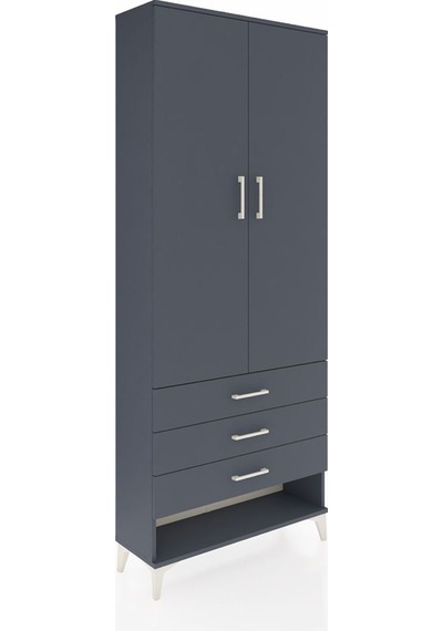 Arges Dolap 3 Raflı 3 Çekmeceli 2 Kapaklı 88x30x221 Antrasit-... Antrasit