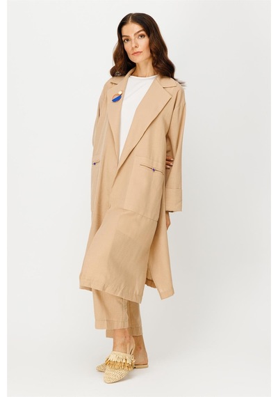Esswaap Keten Kumaş Ceket Pantolon Takım Camel-camel Camel