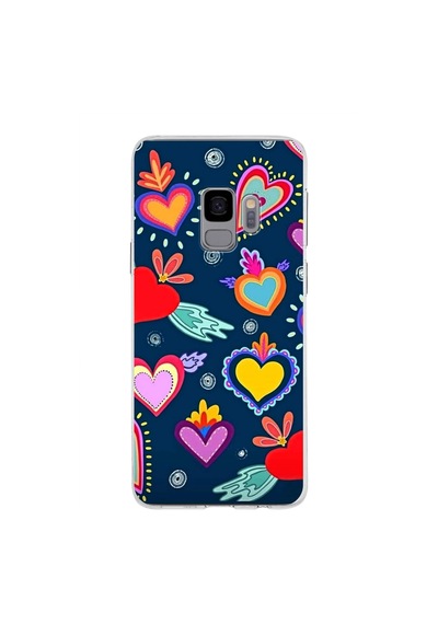 Samsung Galaxy S9 İle Uyumlu 1mm Slim Fit Retro Colors 3 Baskılı Şeffaf Kılıf Şeffaf