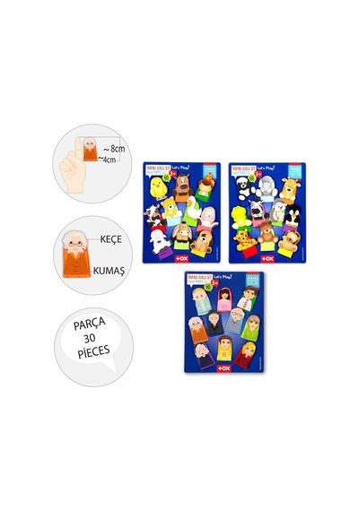 3 Set - 30 Parça Tox Evcil . Vahşi Hayvanlar Ve Aile Parmak Kukla