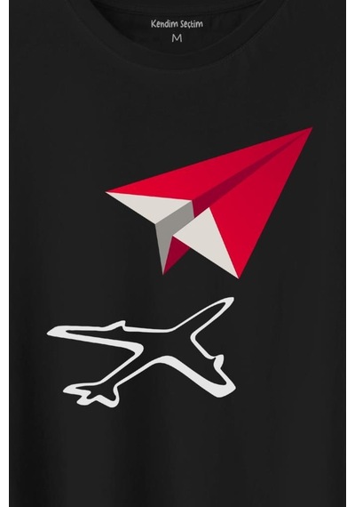 Kağıt Uçak Hayaller Hayatlar Fly Pilot Baskılı Tişört Unisex T-shirt 001