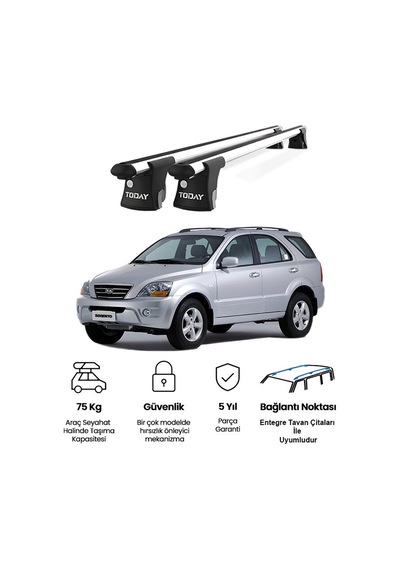 Trio-ı Kia Sorento 2007-2009 Uyumlu Kilitli Ara Atkı 120cm Port Bagaj Tavan Barı