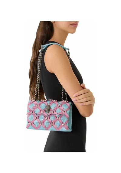 Kurt Geiger Medium Kensington Bow Fiyonk Detaylı Kadın Omuz Çantası Mavi