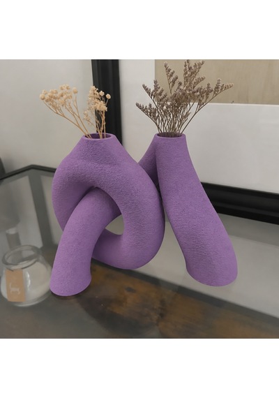 3d Baskı Interlocking Vazo - İç İçe Geçen Dekoratif Vazo-mor Çok Renkli