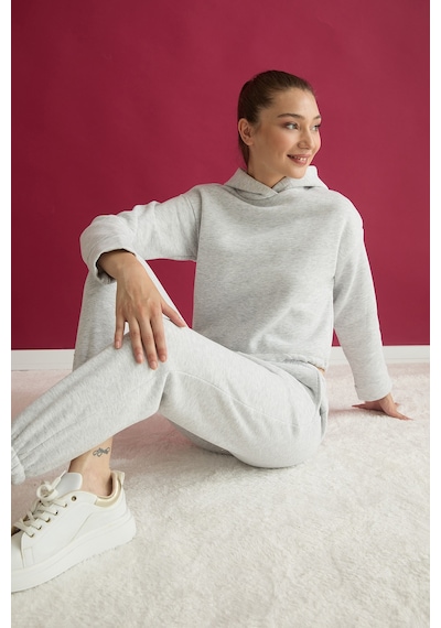 Fullamoda 3 İplik Basic Beli Stoperli Jogger Eşofman Takımı Grimelanj