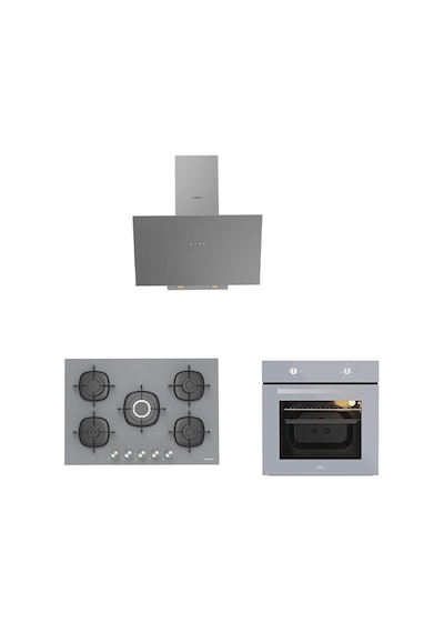 Silverline ESTY AEF6601S04 - CS5622S01 - 3481 Karma Gri Cam Ankastre Set