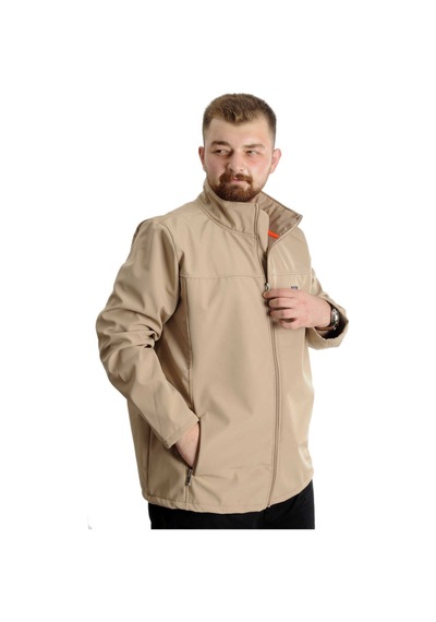 Mode Xl Büyük Beden Erkek Shoftshell Waterproof Mont 21232 Bej 001